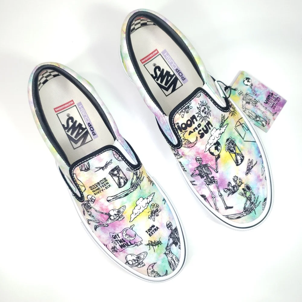 Vans Skate Slip-on PopCush Duracap Shroom Doom Skeleton size Men's 10.5